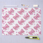 ピンクのリボンと飾りのきらきら模様が可愛い女の子 薄葉紙 (クラフト)