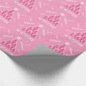 ピンクのリボンに名前の付いたクリスマスツリー ラッピングペーパー (角)