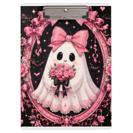 ピンクのリボンのおばけのバレリーナ コケットハロウィン クリップボード