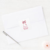 ピンクのリボンのお転婆な女の子のベビーシャワー スクエアシール (封筒)