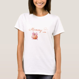 ピンクのリボンのかぼちゃのMommy to Be Tシャツ
