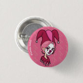 ピンクのリボンのこっけい者ボタン(小さい) 缶バッジ (正面&裏面)