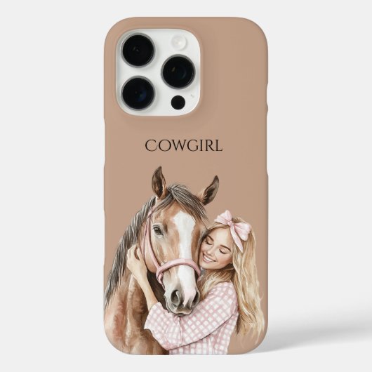 ピンクのリボンのウエスタンファームカウガールと馬 Case-Mate iPhoneケース (裏面)