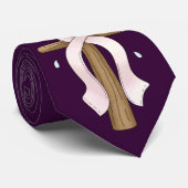 ピンクのリボンのキリスト教の十字のデザイン ネクタイ (ロール)