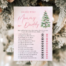 ピンクのリボンのクリスマスツリーの「Mommy or Daddy」ゲーム