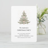 ピンクのリボンのクリスマスツリーパーティー 招待状 (スタンド正面)