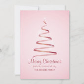 ピンクのリボンのクリスマスツリー シーズンカード (正面)