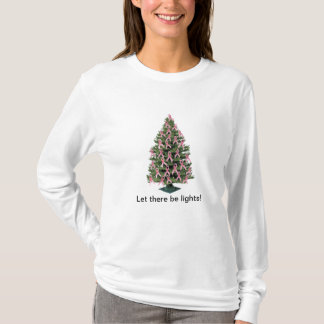 ピンクのリボンのクリスマス Tシャツ