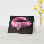 ピンクのリボンのグリーティングカード カード (黄色い花)