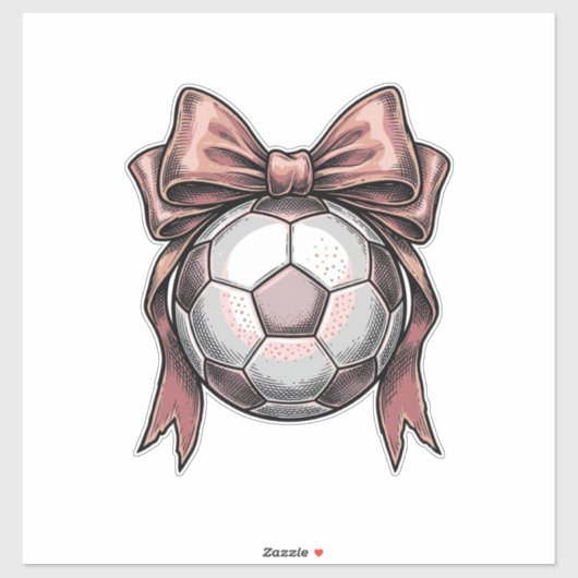ピンクのリボンのサッカーボール ビンテージ シール (シート)