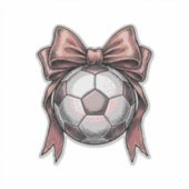 ピンクのリボンのサッカーボール ビンテージ シール (正面)