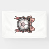 ピンクのリボンのサッカーボール ビンテージ 横断幕 (横)