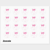 ピンクのリボンのサンクスカード ラウンドシール (シート)
