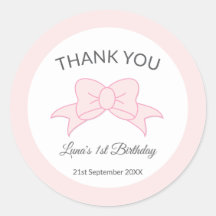 ピンクのリボンのサンクスガールキッズ1歳の誕生日 