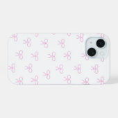 ピンクのリボンのスマホケース iPhone 15ケース (裏面横)