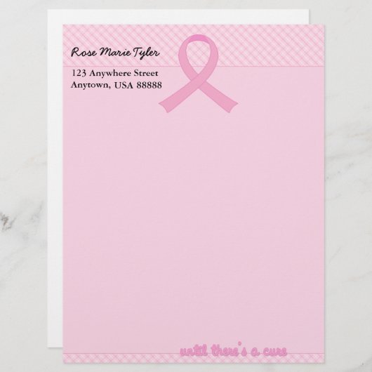 ピンクのリボンのタータンチェック レターヘッド (正面/裏面)