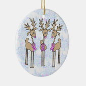 ピンクのリボンのトナカイ-乳癌 セラミックオーナメント (右)