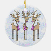 ピンクのリボンのトナカイ-乳癌 セラミックオーナメント (裏面)