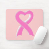 ピンクのリボンのハート マウスパッド (マウス)