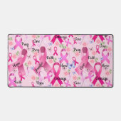 ピンクのリボンのパーソナライズされた言葉と名前の乳がん デスクマット (正面)