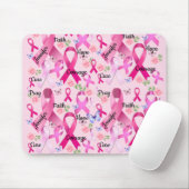 ピンクのリボンのパーソナライズされた言葉と名前の乳がん マウスパッド (マウス)