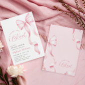 ピンクのリボンのブライダルシャワーの招待 招待状