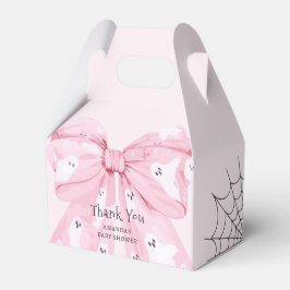 ピンクのリボンのブー・ハロウィンベビーシャワーのお礼箱 フェイバーボックス
