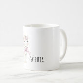 ピンクのリボンのユニコーン コーヒーマグカップ (正面右)