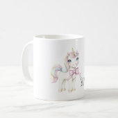 ピンクのリボンのユニコーン コーヒーマグカップ (正面左)