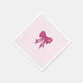 ピンクのリボンのラヴ絵を描ィーズ スタンダードカクテルナプキン (角)