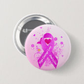 ピンクのリボンのヴィンテージ 缶バッジ (正面&裏面)