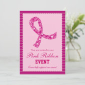 ピンクのリボンの乳癌のイベントの招待状 招待状 (スタンド正面)