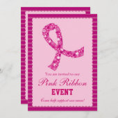 ピンクのリボンの乳癌のイベントの招待状 招待状 (正面/裏面)