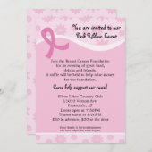 ピンクのリボンの乳癌のイベントの招待状 招待状 (正面/裏面)
