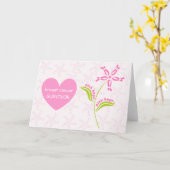 ピンクのリボンの乳癌の認識度の生存者 カード (黄色い花)