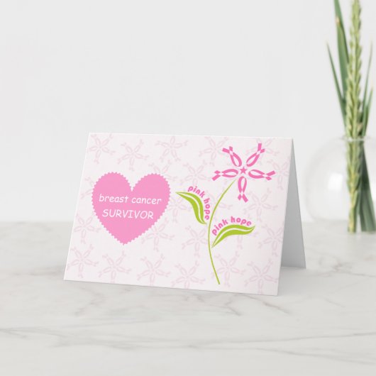 ピンクのリボンの乳癌の認識度の生存者 カード (正面)