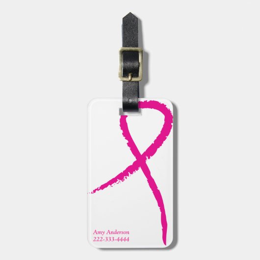 ピンクのリボンの乳癌の認識度の荷物のラベル ラゲッジタグ (正面縦)