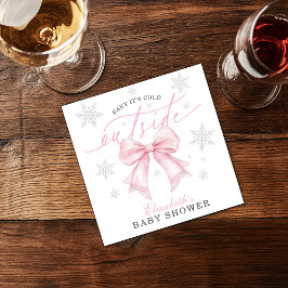ピンクのリボンの冬のベビーシャワー ナプキン Baby It’s Cold Outside スタンダードランチョンナプキン