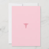 ピンクのリボンの医療ナースの卒業 招待状 (裏面)