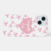 ピンクのリボンの夢 コケット風 スマートフォンケース iPhone 15ケース (裏面横)