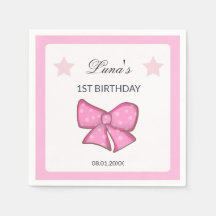 ピンクのリボンの女の子 キッズ 1歳の誕生日