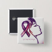 ピンクのリボンの女の子 缶バッジ (正面&裏面)