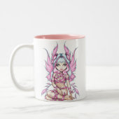 "ピンクのリボンの妖精"のマグ ツートーンマグカップ (左)