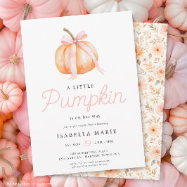 ピンクのリボンの小さなカボチャがやってくるベビーシャワー 招待状