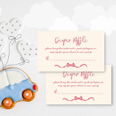 ピンクのリボンの弓のスケッチ赤ちゃんシャワーおむつラッフル エンクロージャーカード