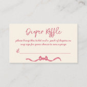 ピンクのリボンの弓のスケッチ赤ちゃんシャワーおむつラッフル エンクロージャーカード (正面)