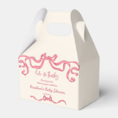 ピンクのリボンの弓のスケッチ赤ちゃんシャワーの好意 フェイバーボックス (正面サイド)