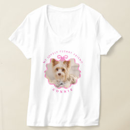 ピンクのリボンの弓のペット写真 Tシャツ