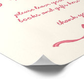 ピンクのリボンの弓スケッチ赤ちゃんシャワーのギフトサイン ポスター (角)