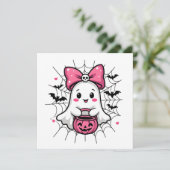 ピンクのリボンの怖い幽霊 乳がん啓発 招待状 (スタンド正面)